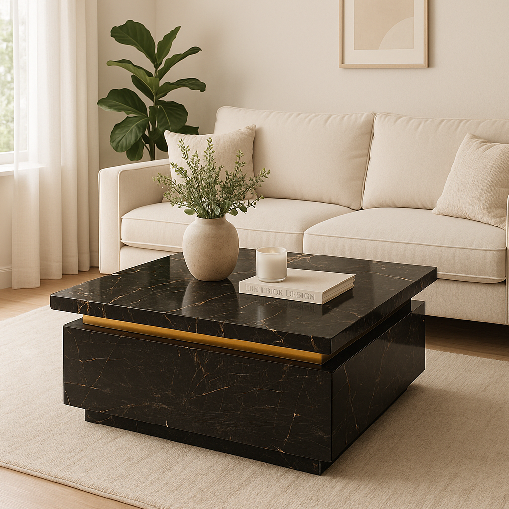 Black Ember Marble Center Table