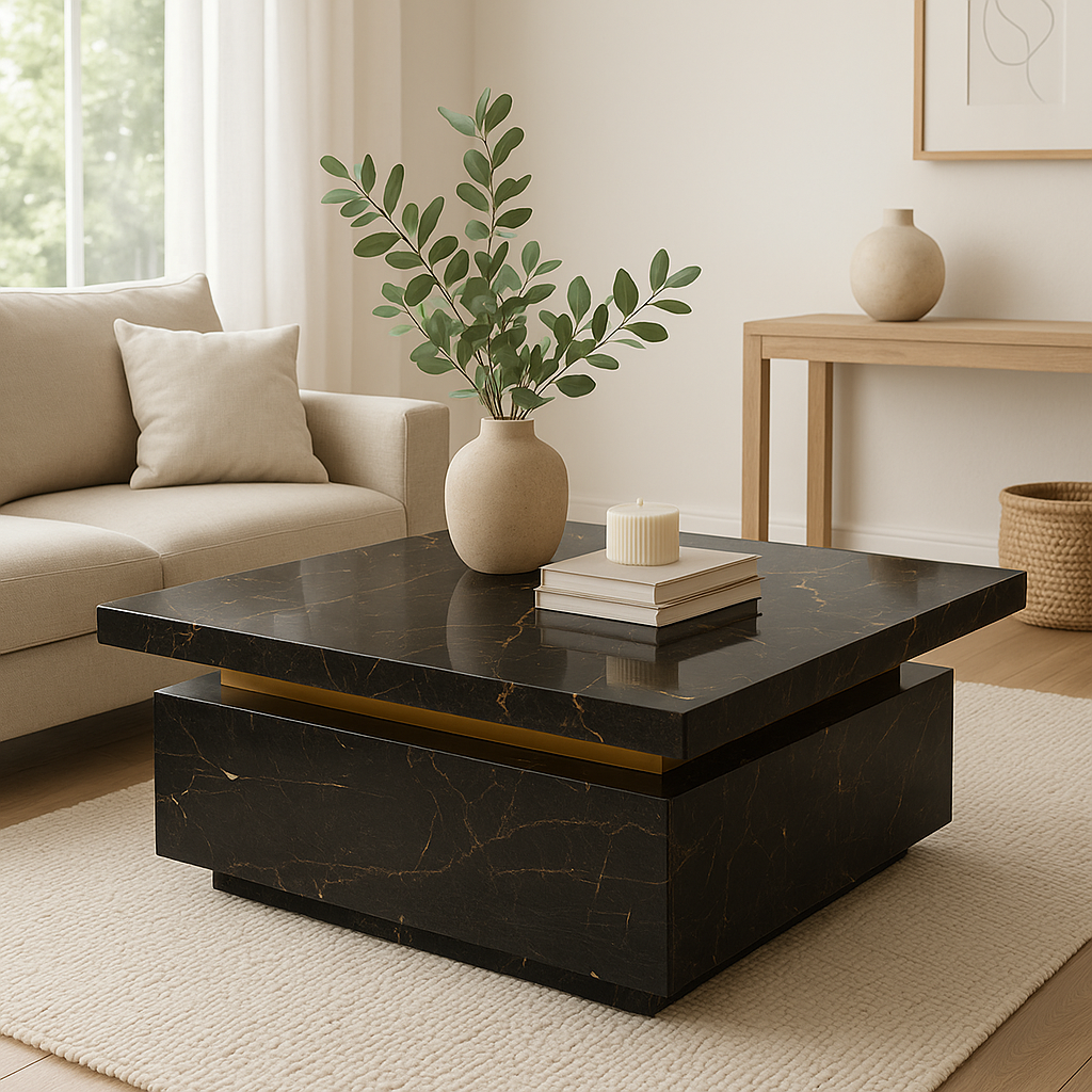 Black Ember Marble Center Table