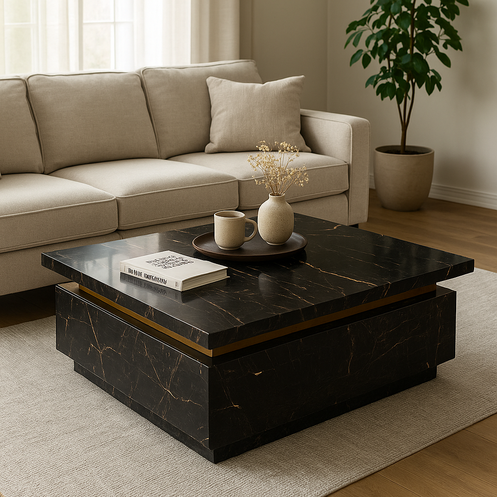 Black Ember Marble Center Table