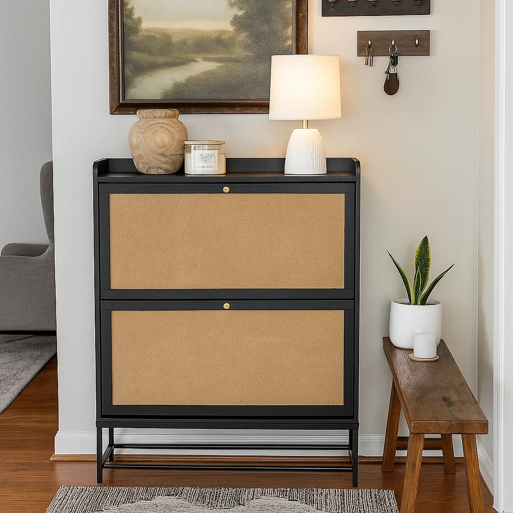 Urban Luxe Dual-Panel Shoe Cabinet