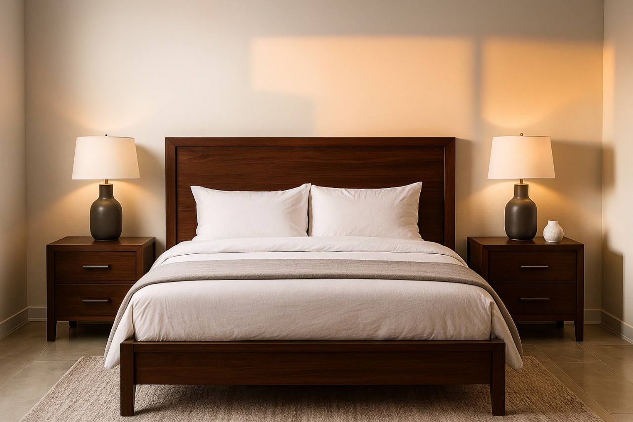 The Amber Haven-Elegant Brown Wood Bed set 