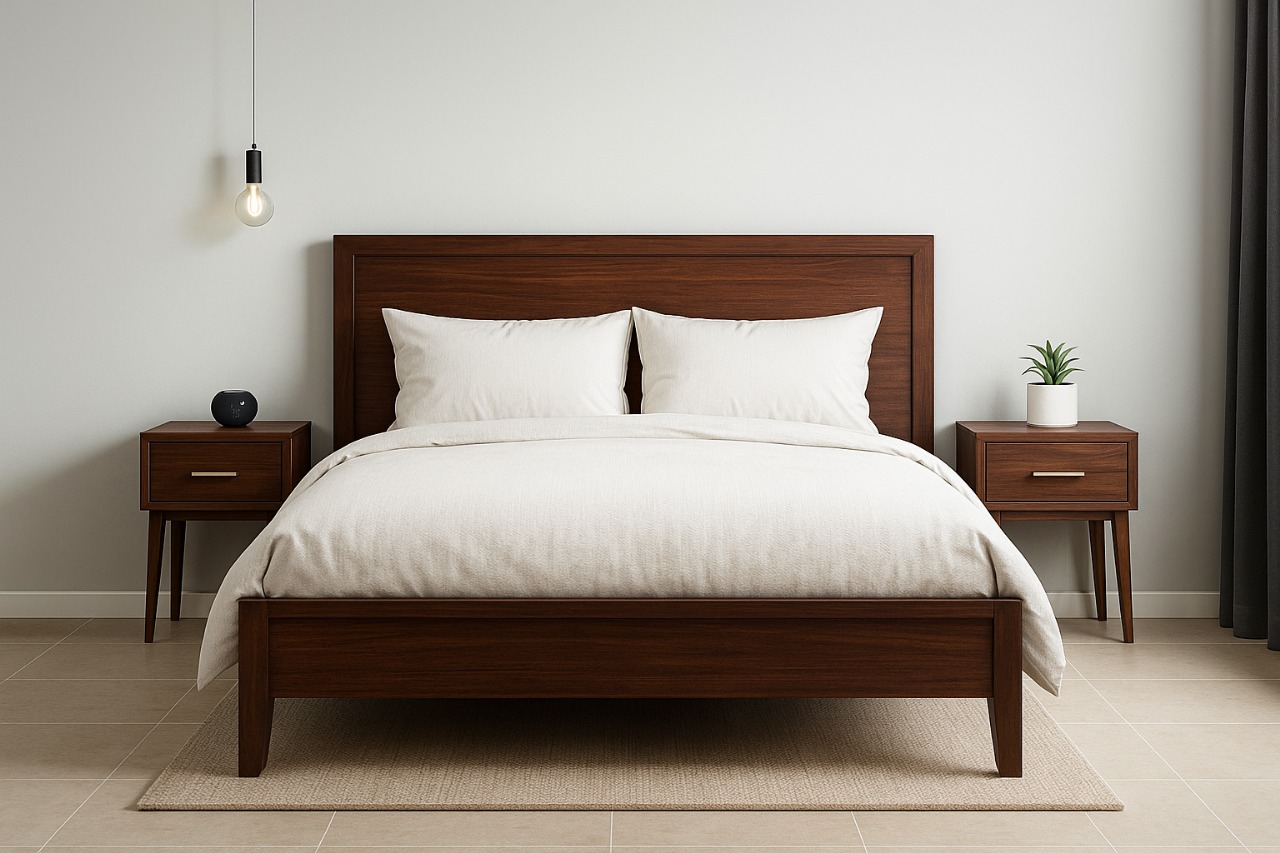 The Amber Haven-Elegant Brown Wood Bed set 