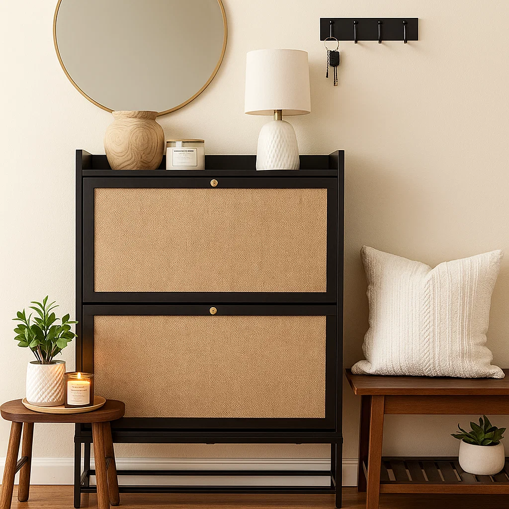 Urban Luxe Dual-Panel Shoe Cabinet