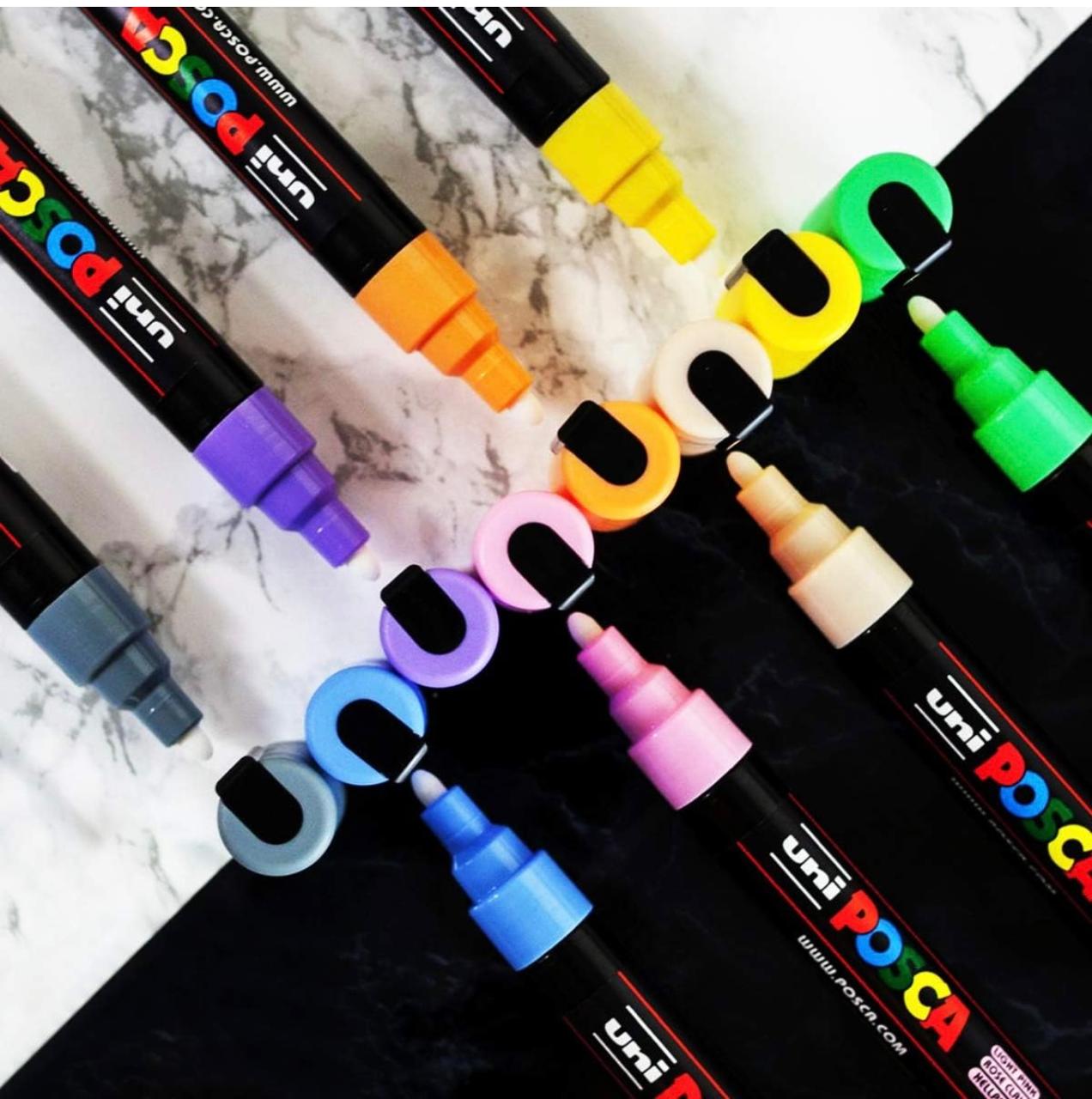  UNI POSCA PC- 5M 1.8-2.5 Mm Bullet Shaped Paint Marker Pen Set of 8 Markers