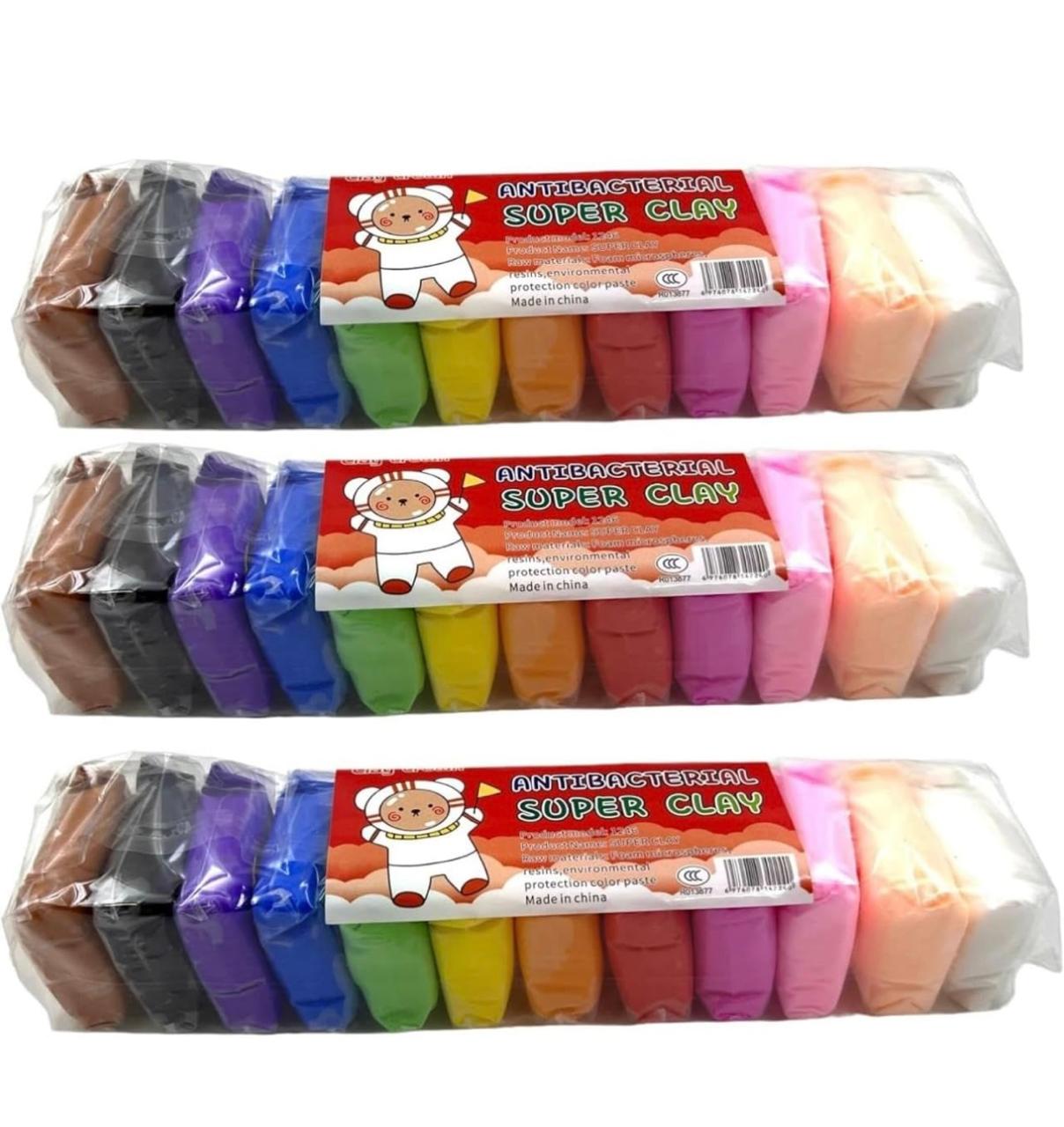 Lavum Non- Toxic 12 Different Color Ultra-Light Creative Art and Craft Air Dry Super Clay with Carving Molding Tools Kit for Kids Above Age 5+ Year Old, Pack of 36 (3 Piece Each Color) 