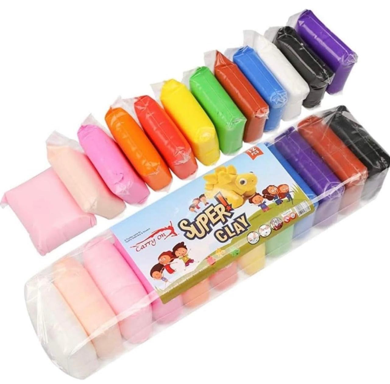 Lavum Non- Toxic 12 Different Color Ultra-Light Creative Art and Craft Air Dry Super Clay with Carving Molding Tools Kit for Kids Above Age 5+ Year Old, Pack of 36 (3 Piece Each Color) 