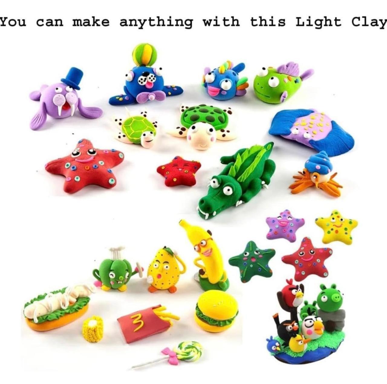 Lavum Non- Toxic 12 Different Color Ultra-Light Creative Art and Craft Air Dry Super Clay with Carving Molding Tools Kit for Kids Above Age 5+ Year Old, Pack of 36 (3 Piece Each Color) 