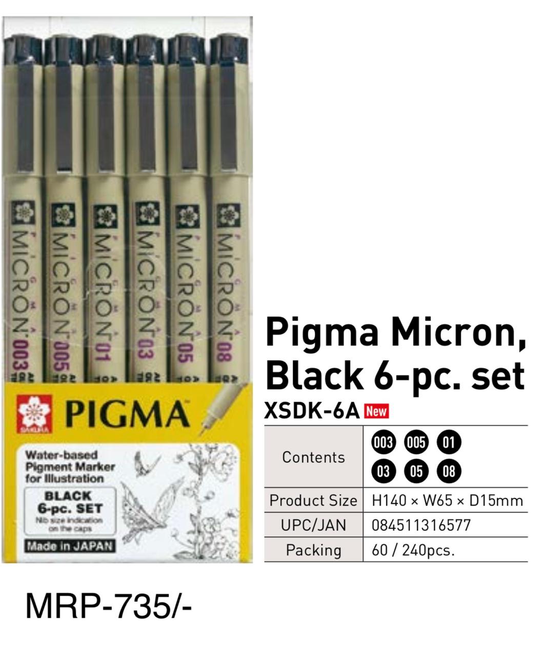 Pigma Micron Black 6-pc. set