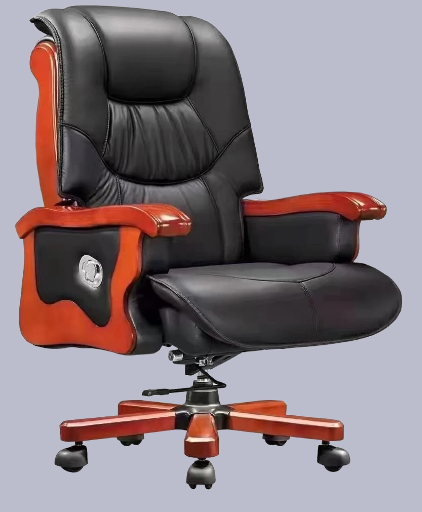 Luxury Executive Leather Office Chair with Wooden Accents – Premium Ergonomic Chair for Office & Home Use