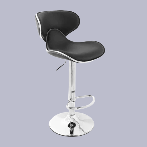 Stylish Adjustable Bar Stool - Modern Black with Chrome Finish