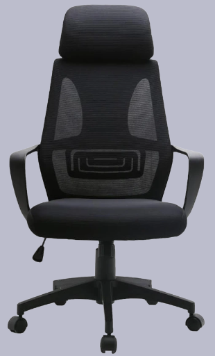 Ergonomic Black Mesh High-Back Office Chair with Adjustable Headrest and Lumbar Support