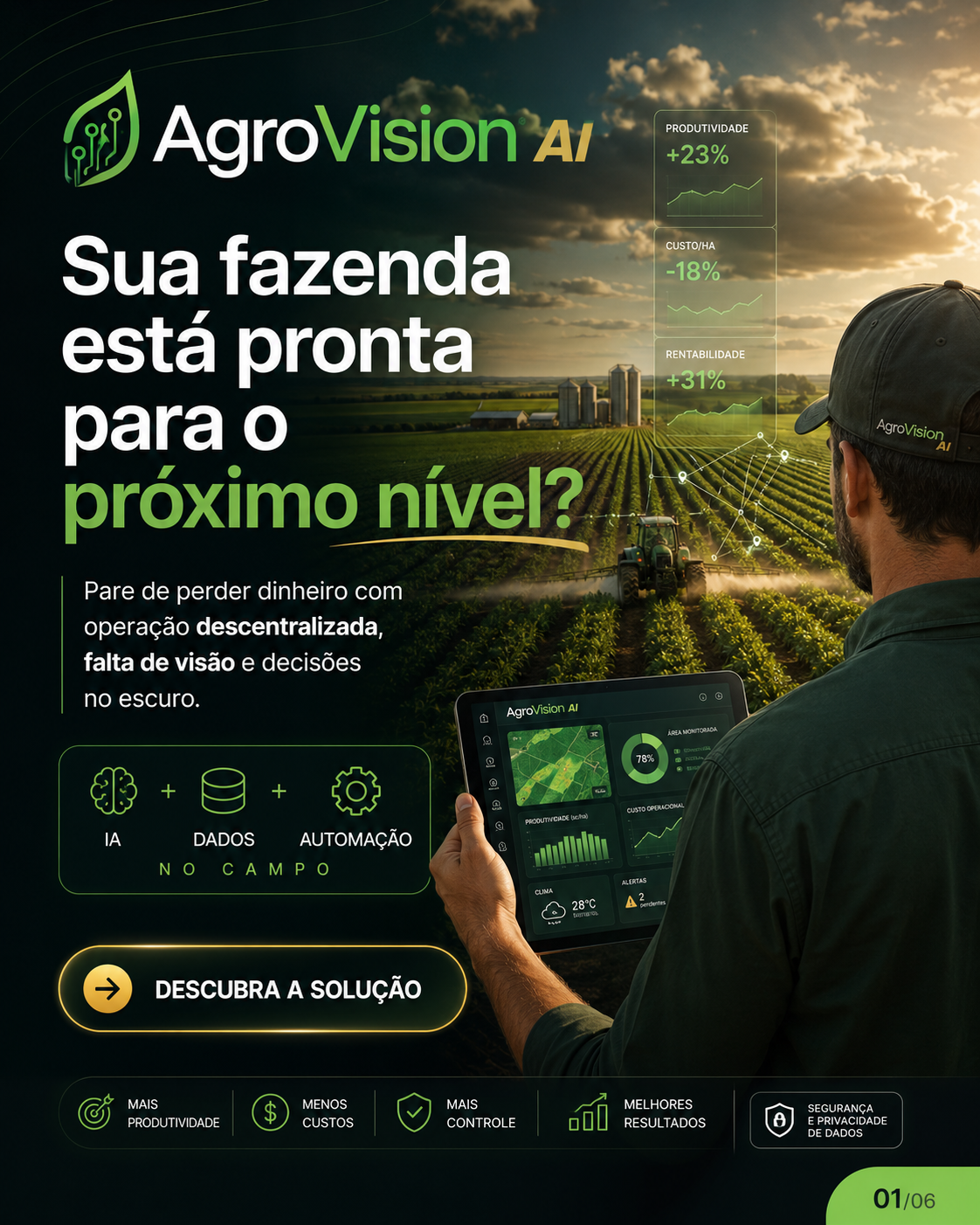 Plataforma inteligente para gestão rural, automação, monitoramento e tomada de decisão no campo.
