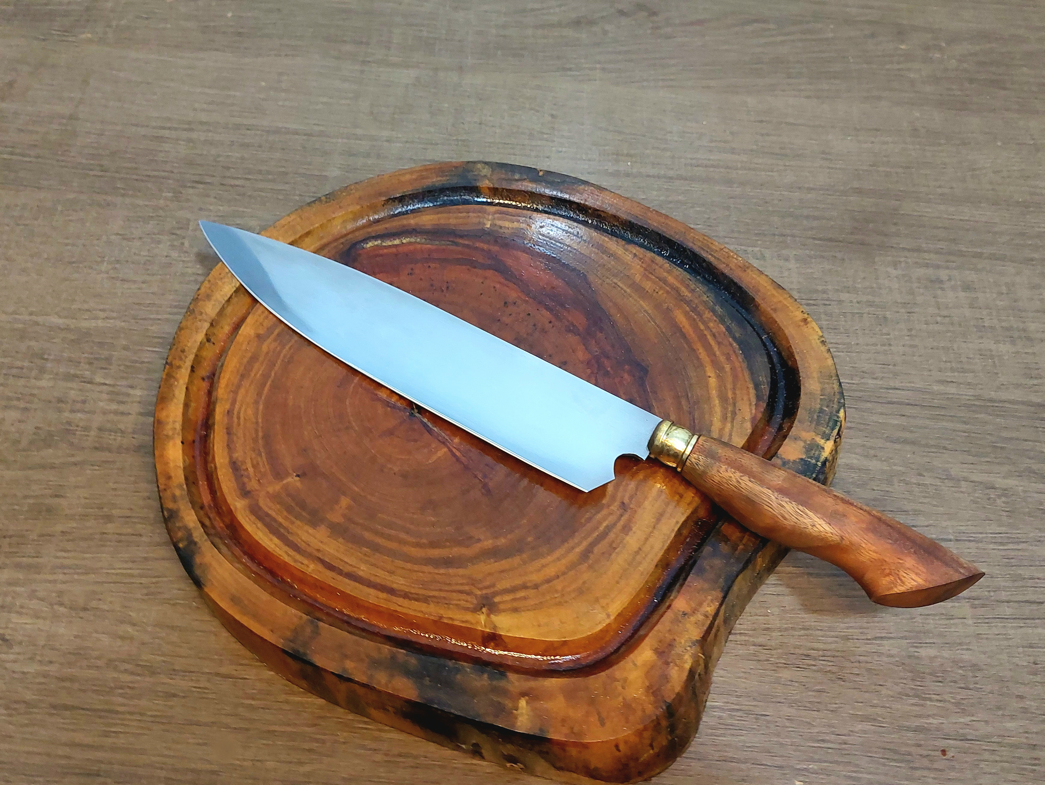 Kit para churrasco, faca, garfo e chaira em aço inox