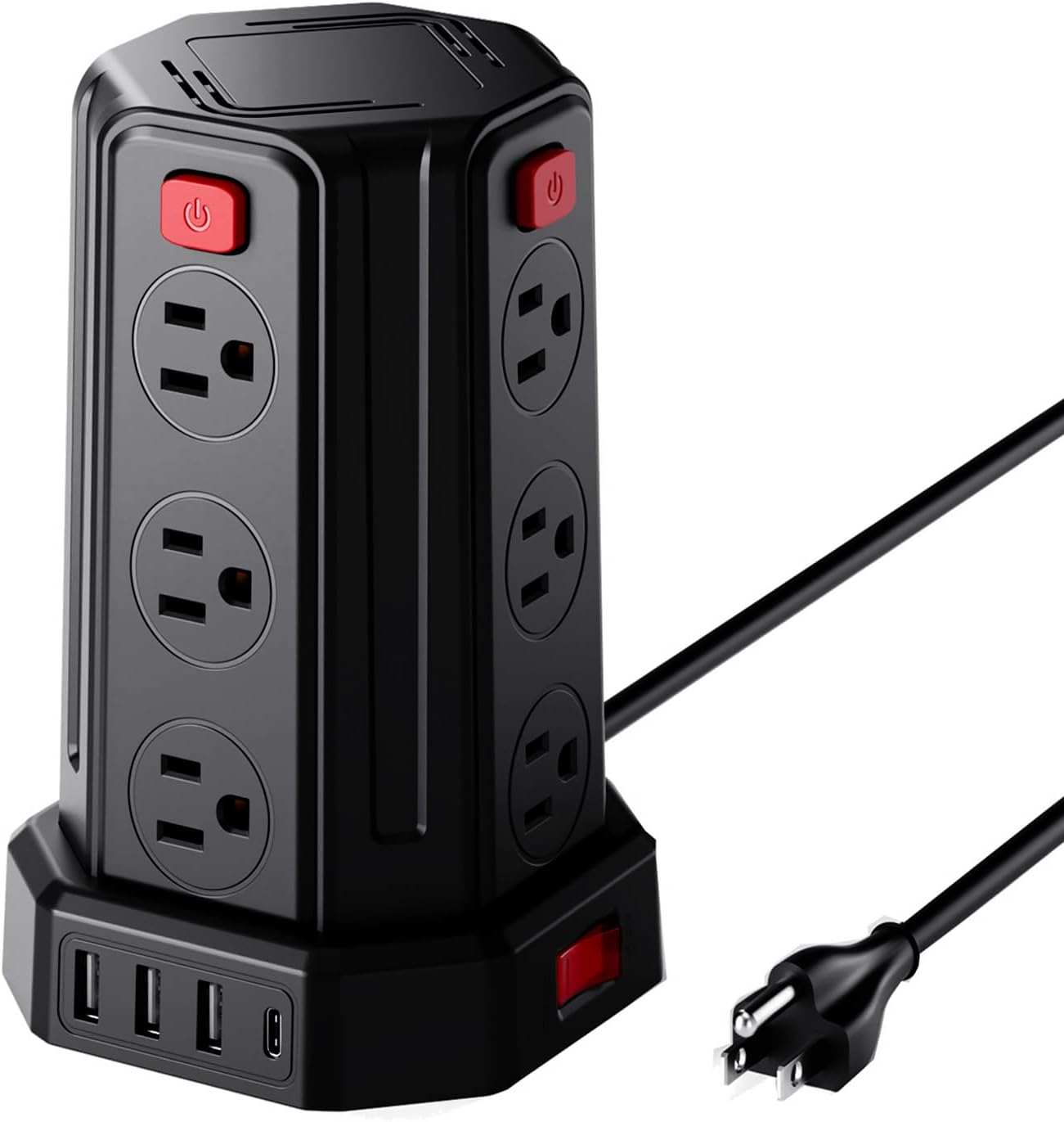 SMALLRT Regleta De Alimentación contra Sobretensiones 9.8Ft / 3M 4 Puertos USB