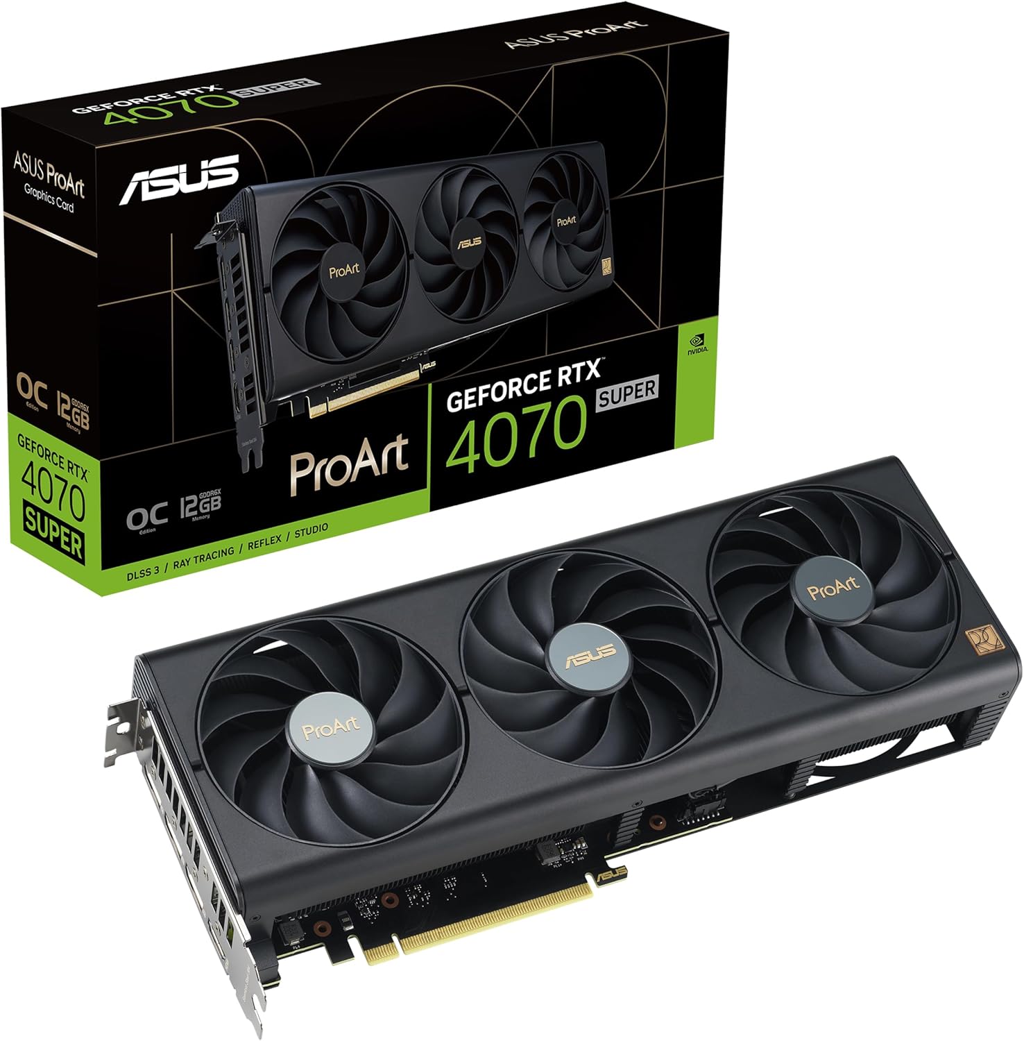 ASUS ProArt Tarjeta gráfica GeForce RTX™ 4070 Super OC Edition (PCIe 4.0, 12GB GDDR6X, DLSS 3, HDMI 2.1a, DisplayPort 1.4a)