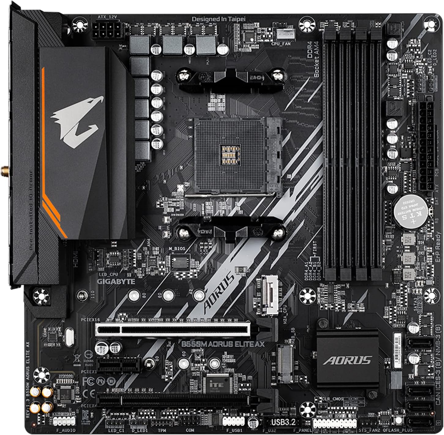 GIGABYTE B550M AORUS Elite AX (AM4/AMD/ B550/ Micro ATX/Single M.2/SATA 6Gb/s/USB 3.2 Gen 1/ Realtek GbE LAN/PCIe 4.0/Placa Base)