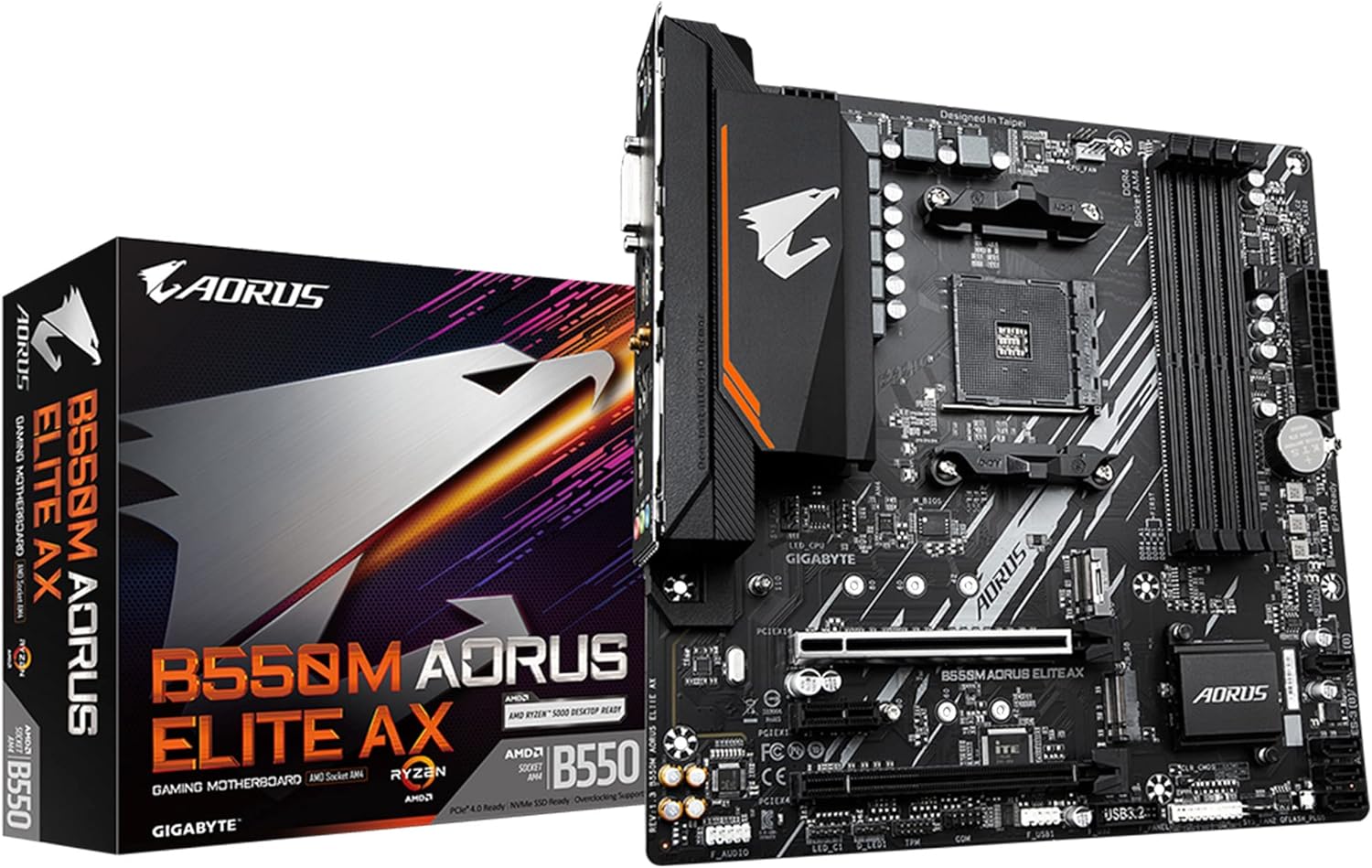 GIGABYTE B550M AORUS Elite AX (AM4/AMD/ B550/ Micro ATX/Single M.2/SATA 6Gb/s/USB 3.2 Gen 1/ Realtek GbE LAN/PCIe 4.0/Placa Base)