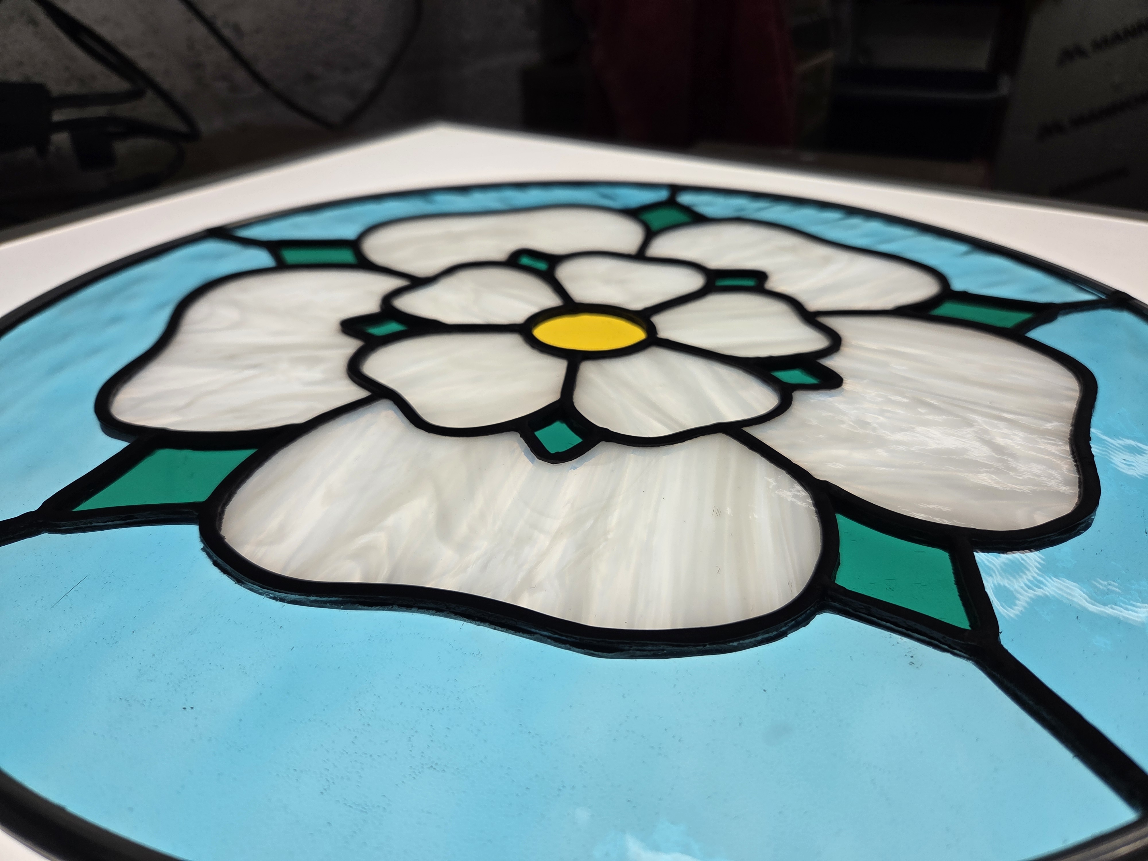 Stained Glass Yorkshire Rose Table