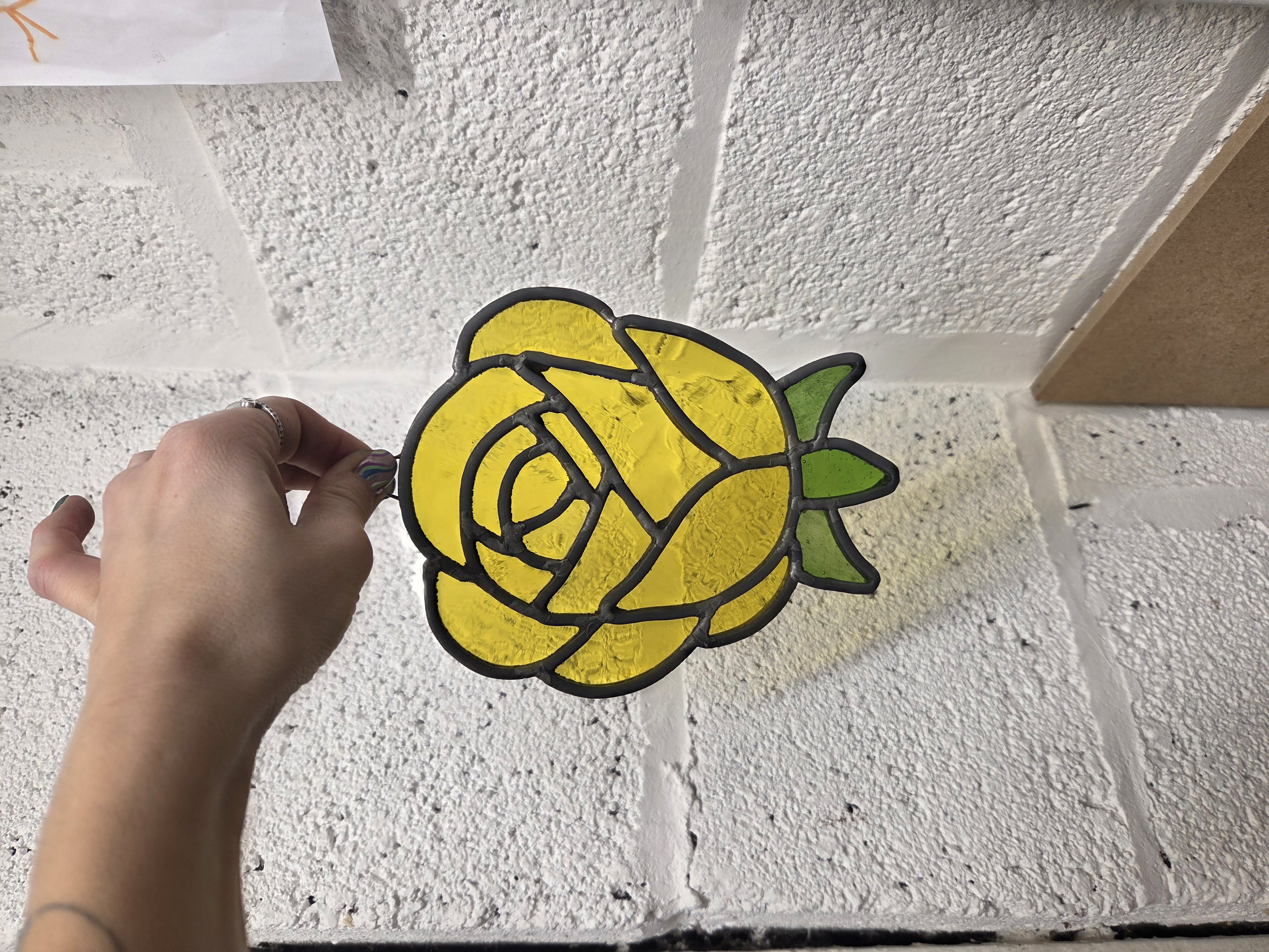 Stained Glass Rose Suncatcher