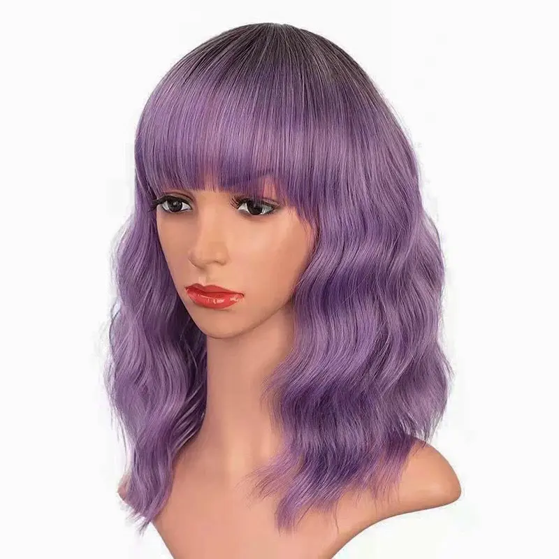 Perruque violette ondulée