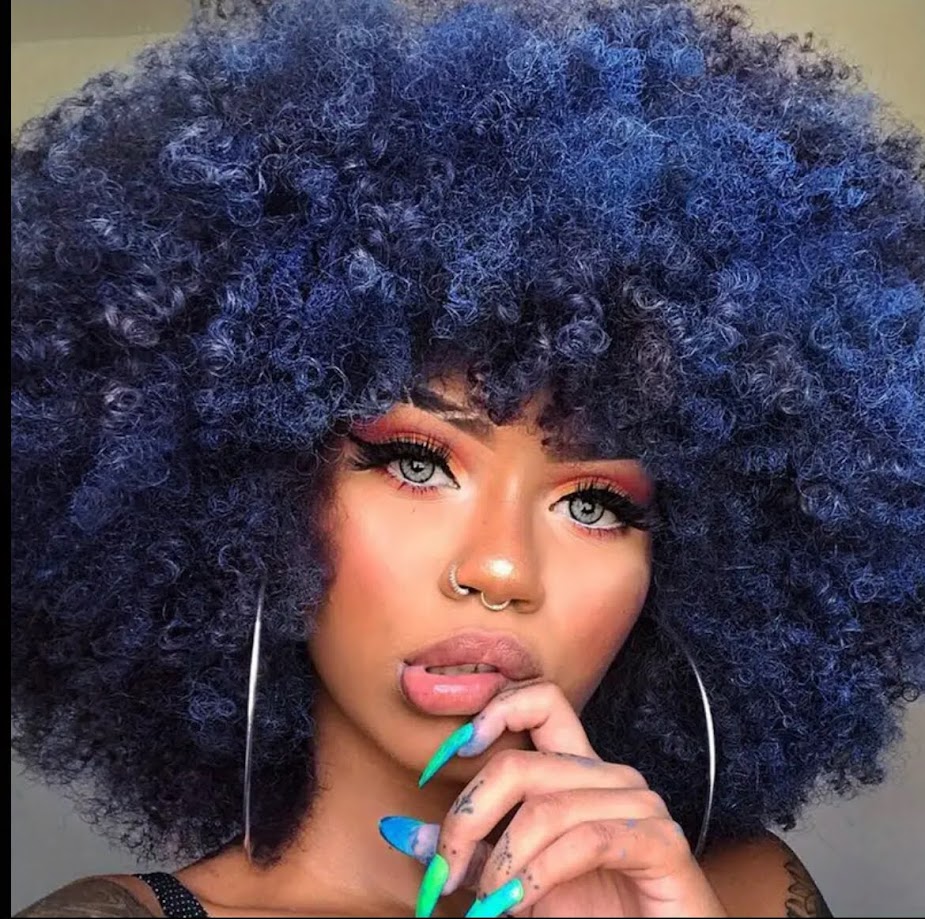 Perruque Afro Bleu Nuit