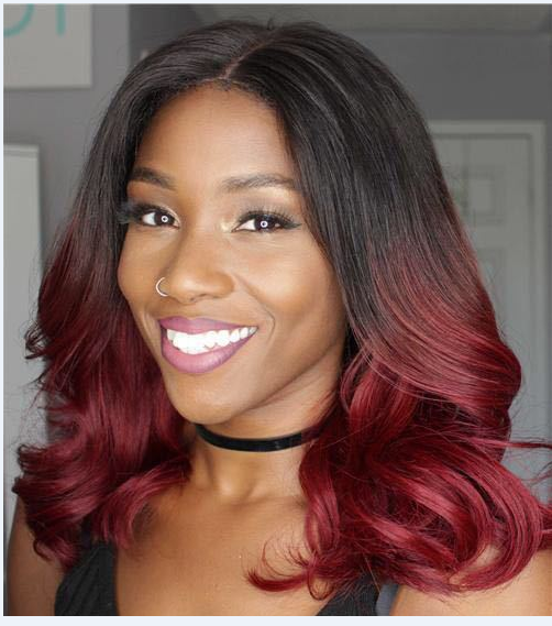 Ombre Perücke mit roten Locken