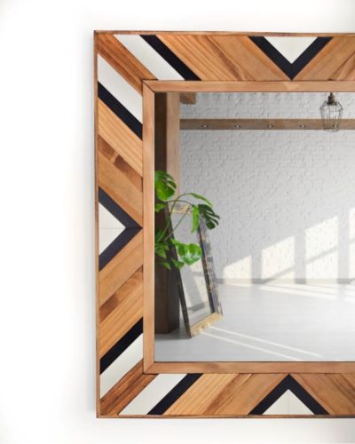 Miroir Blanc, Noir et Bois