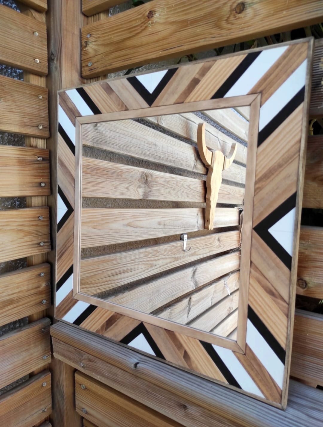 Miroir Blanc, Noir et Bois 