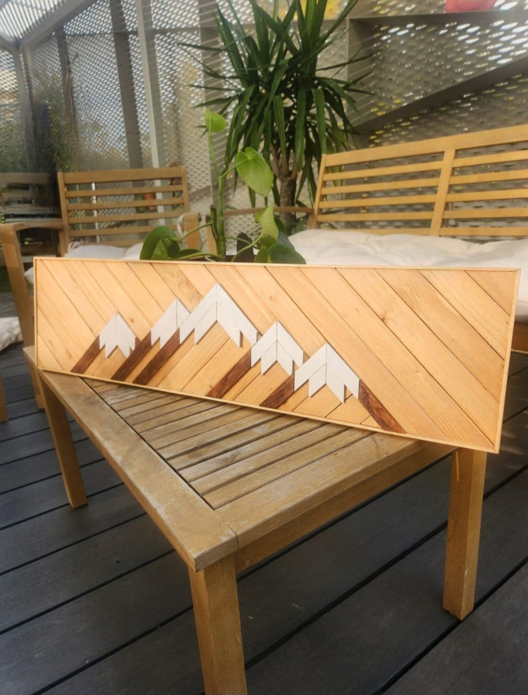 Tableau montagne en bois