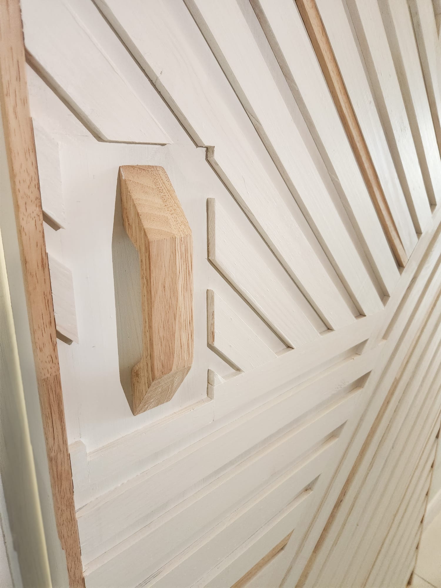 Porte coulissante blanche et bois 