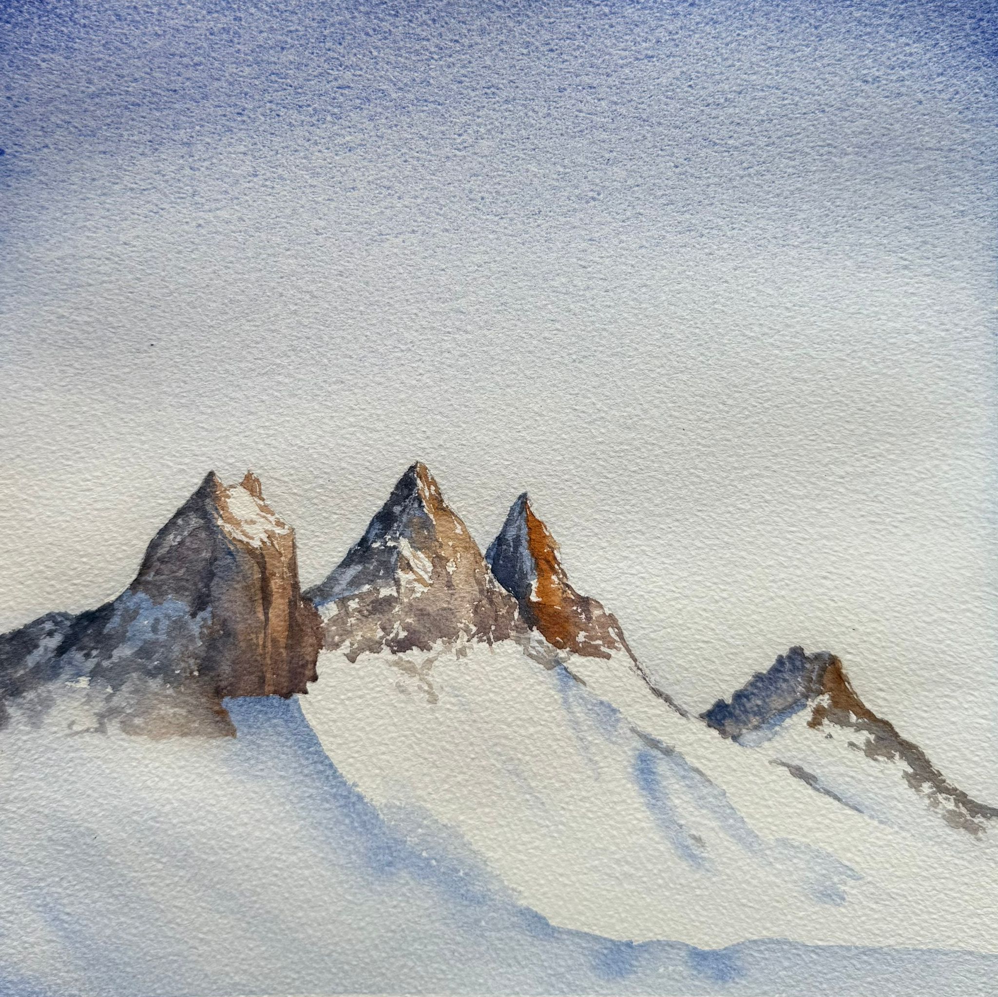 Aiguilles d'Arves - Aquarelle originale