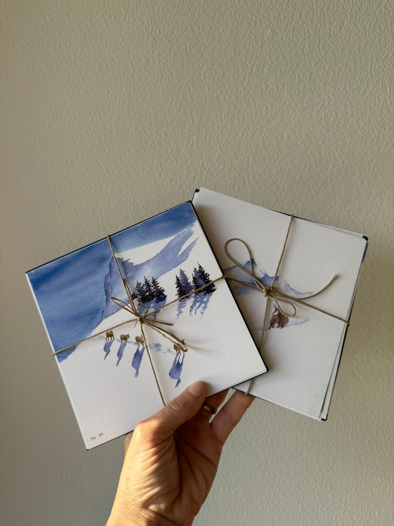 Animaux des Alpes - lot de 5 cartes artisanales