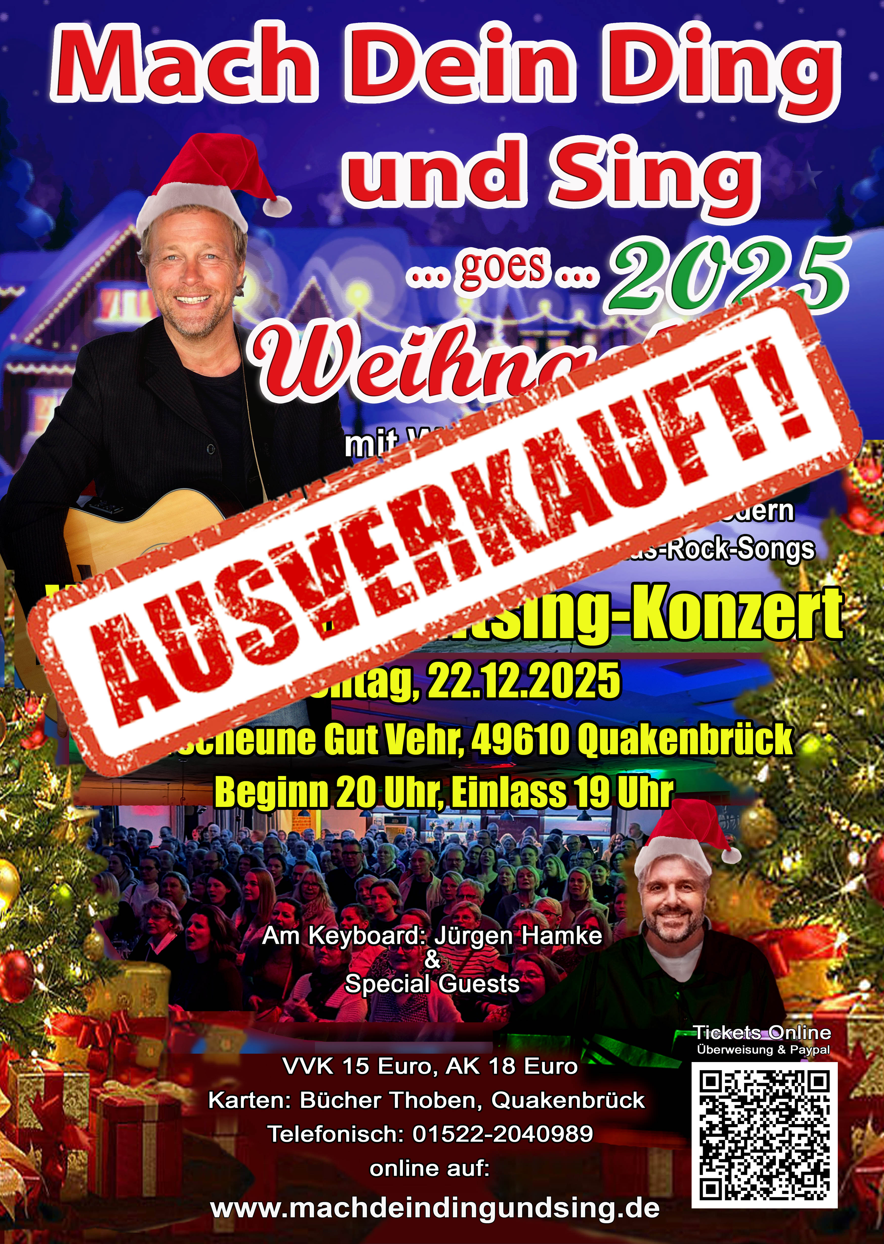 !!! Ausverkauft!!! Eintrittskarte Weihnachts-Mitsingkonzert 2025 Gut Vehr - Stehplatz