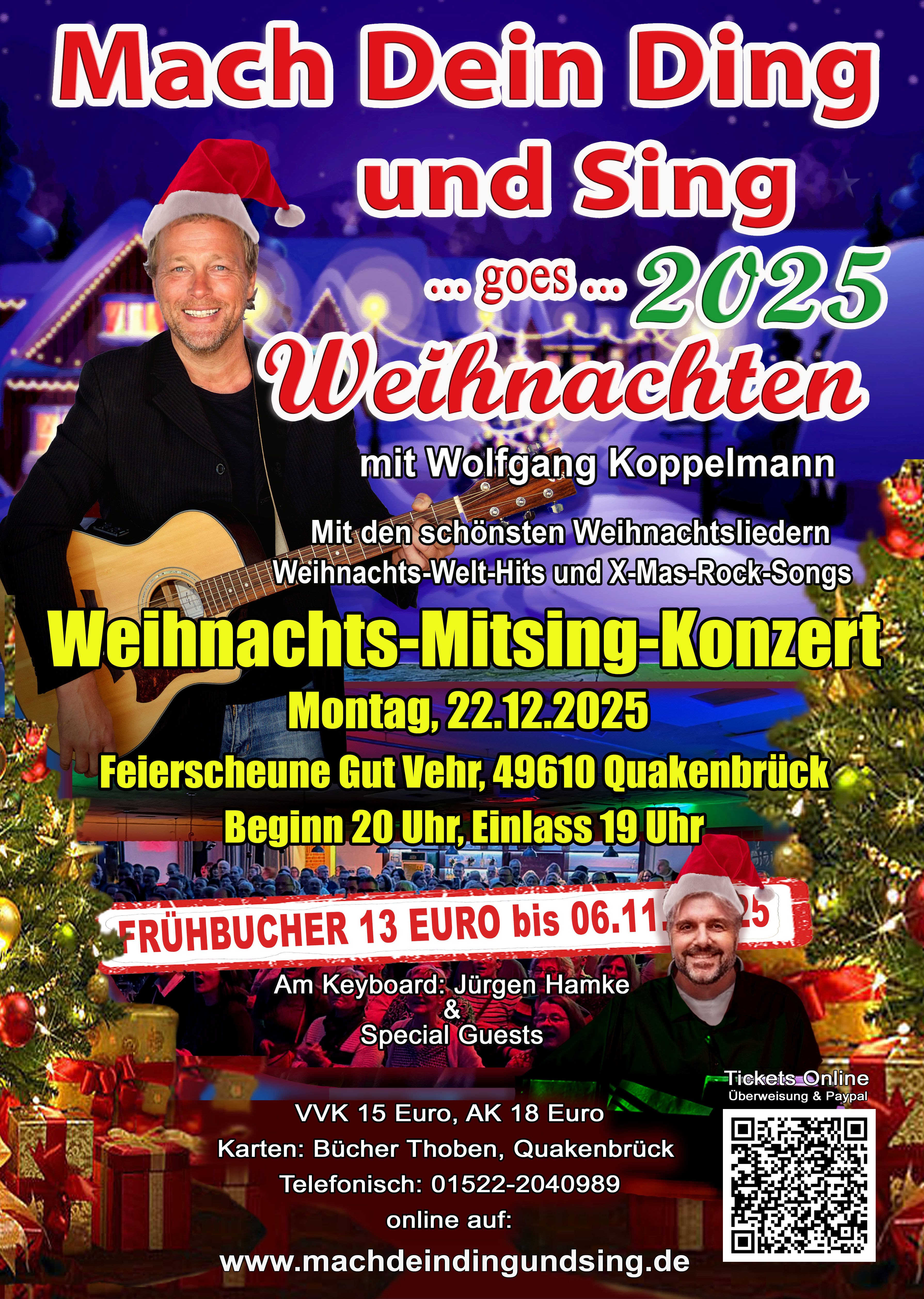 Eintrittskarte Weihnachts-Mitsingkonzert 2025  Gut Vehr - Stehplatz