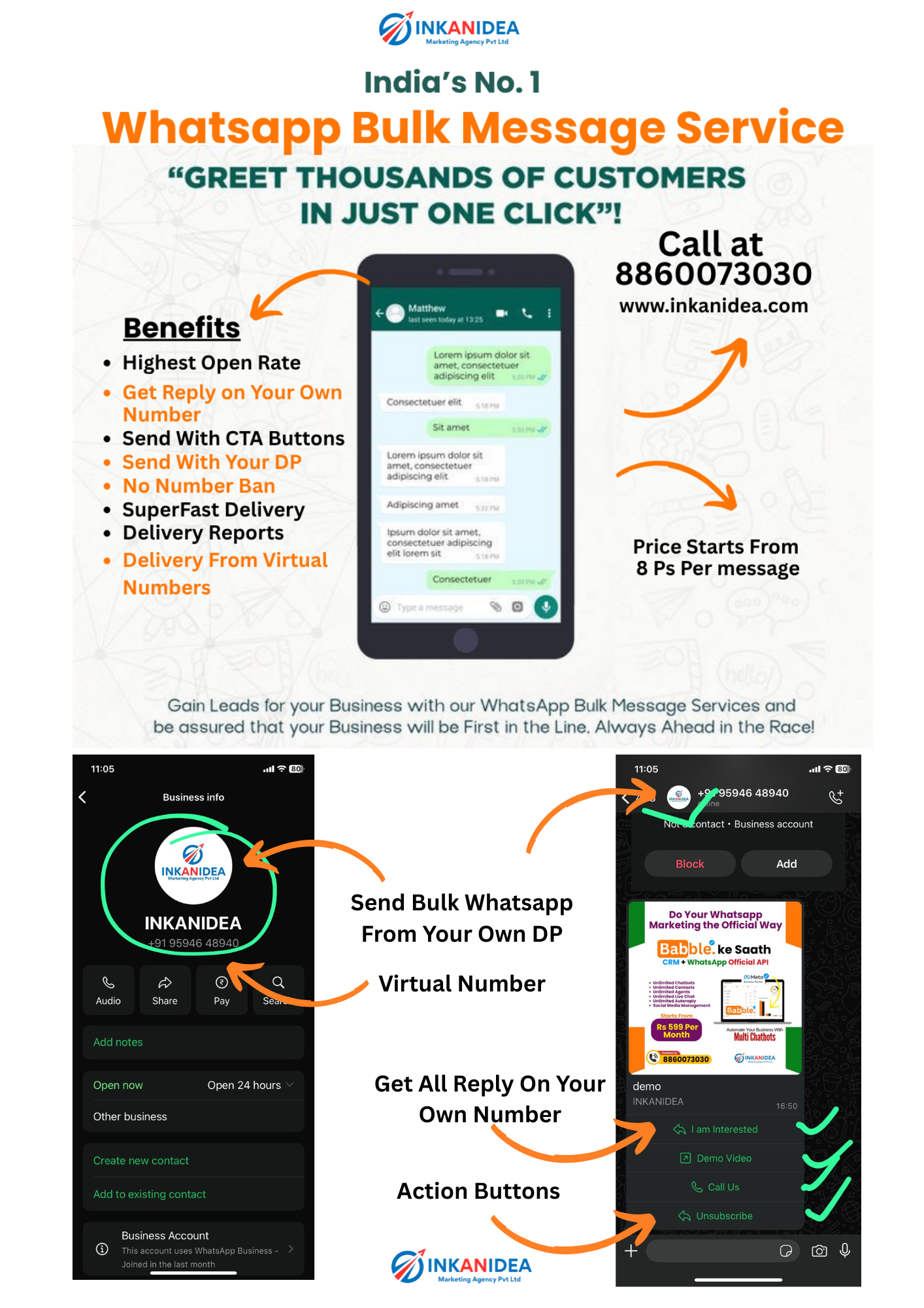 WhatsApp Bulk Button Message Service 1lakh Message Credit