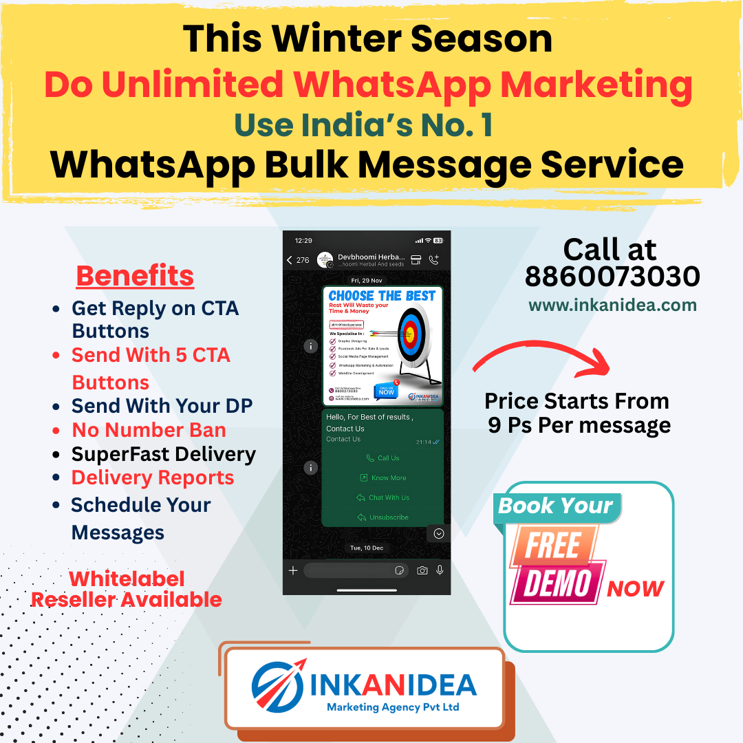 WhatsApp Bulk Button Message Service 1lakh Message Credit