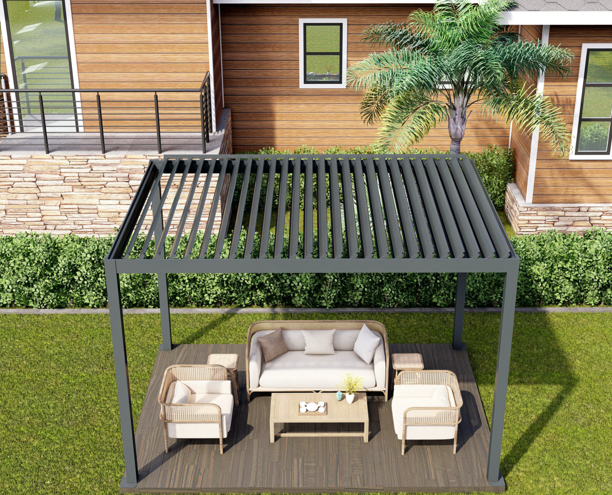 Outdoor Aluminum Pergolas with Louvered Roof