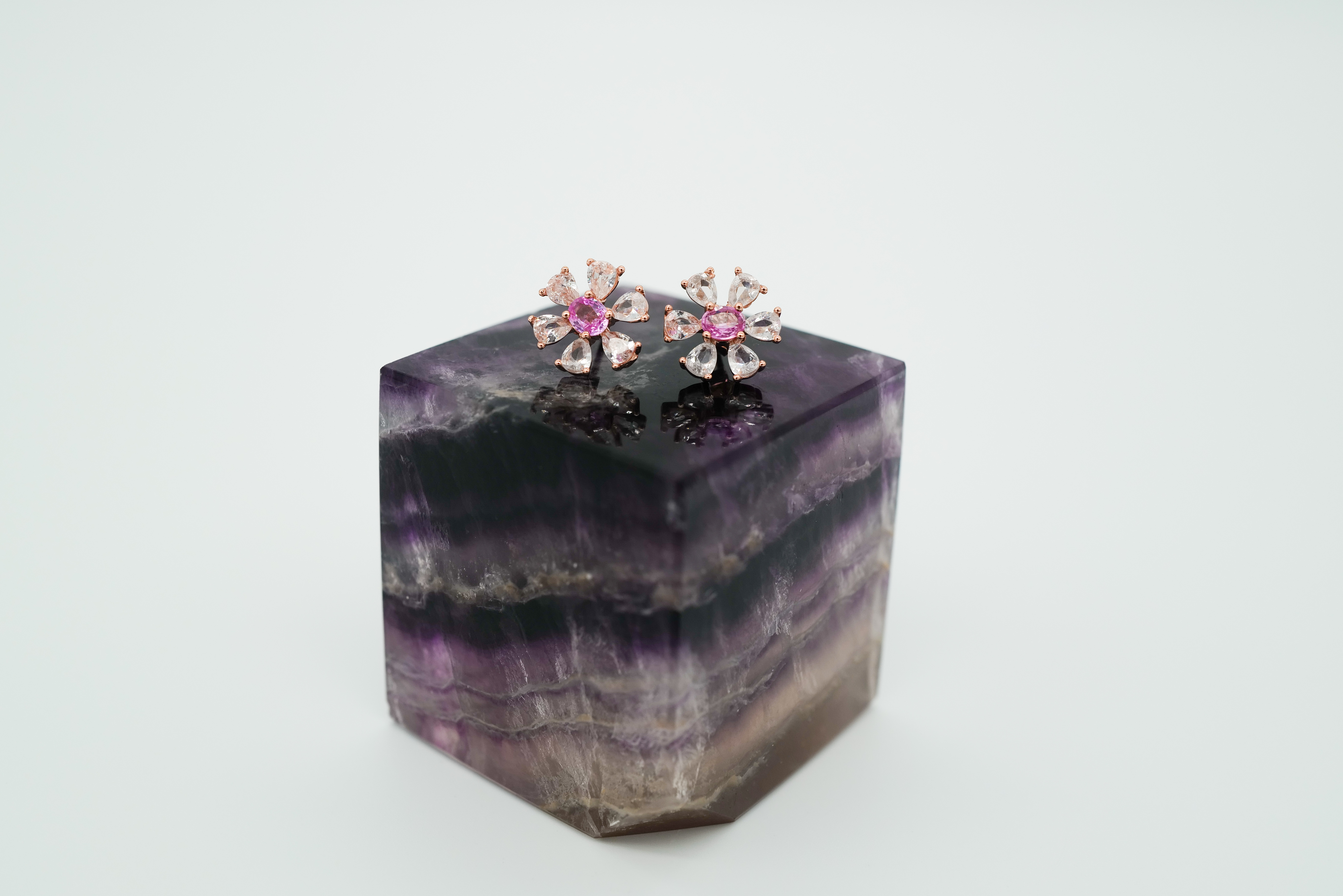 Pendientes con zafiros rosas