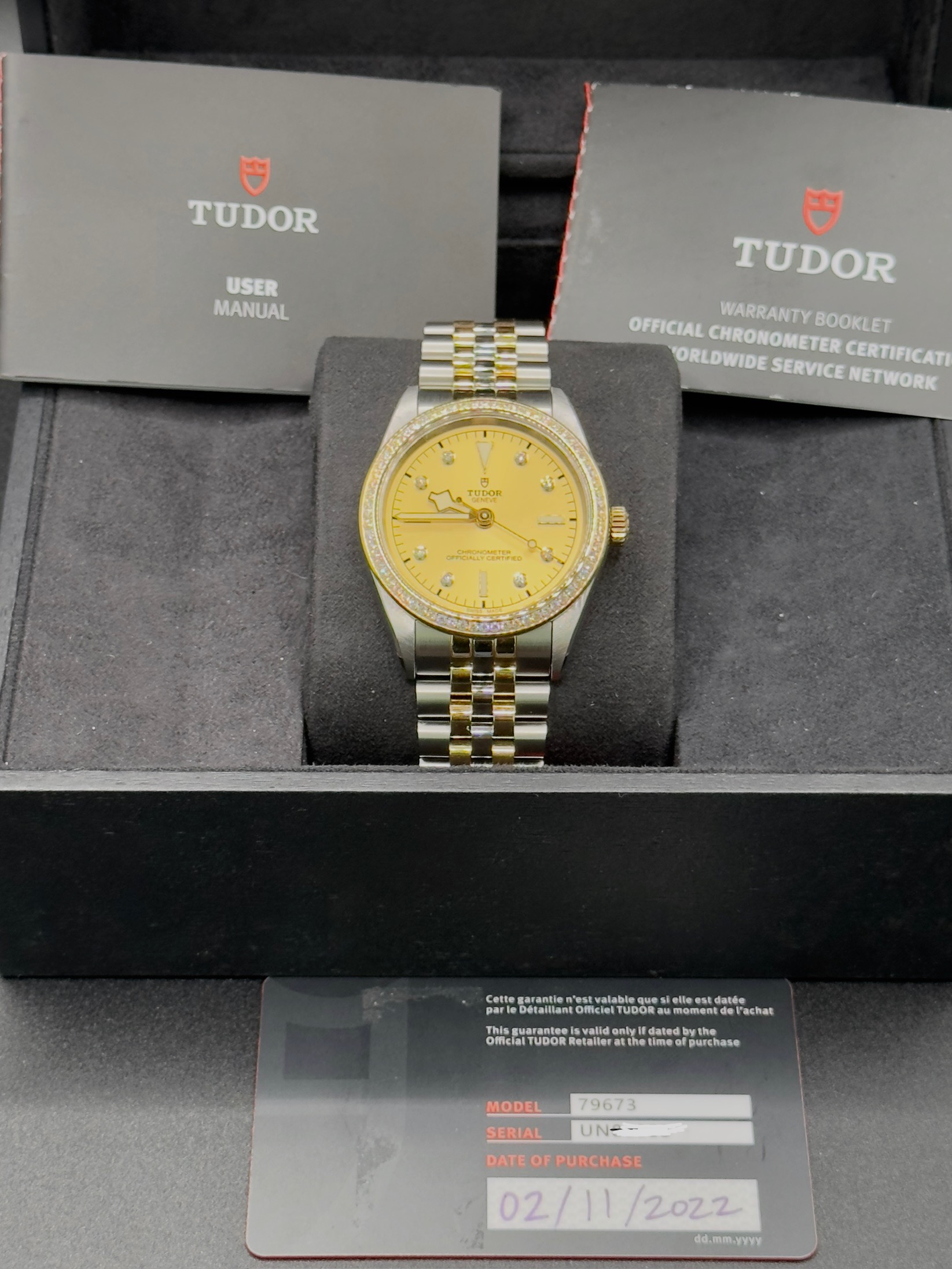 Tudor Black Bay Steel and 18k yellow Gold Factory set Diamonds 39mm