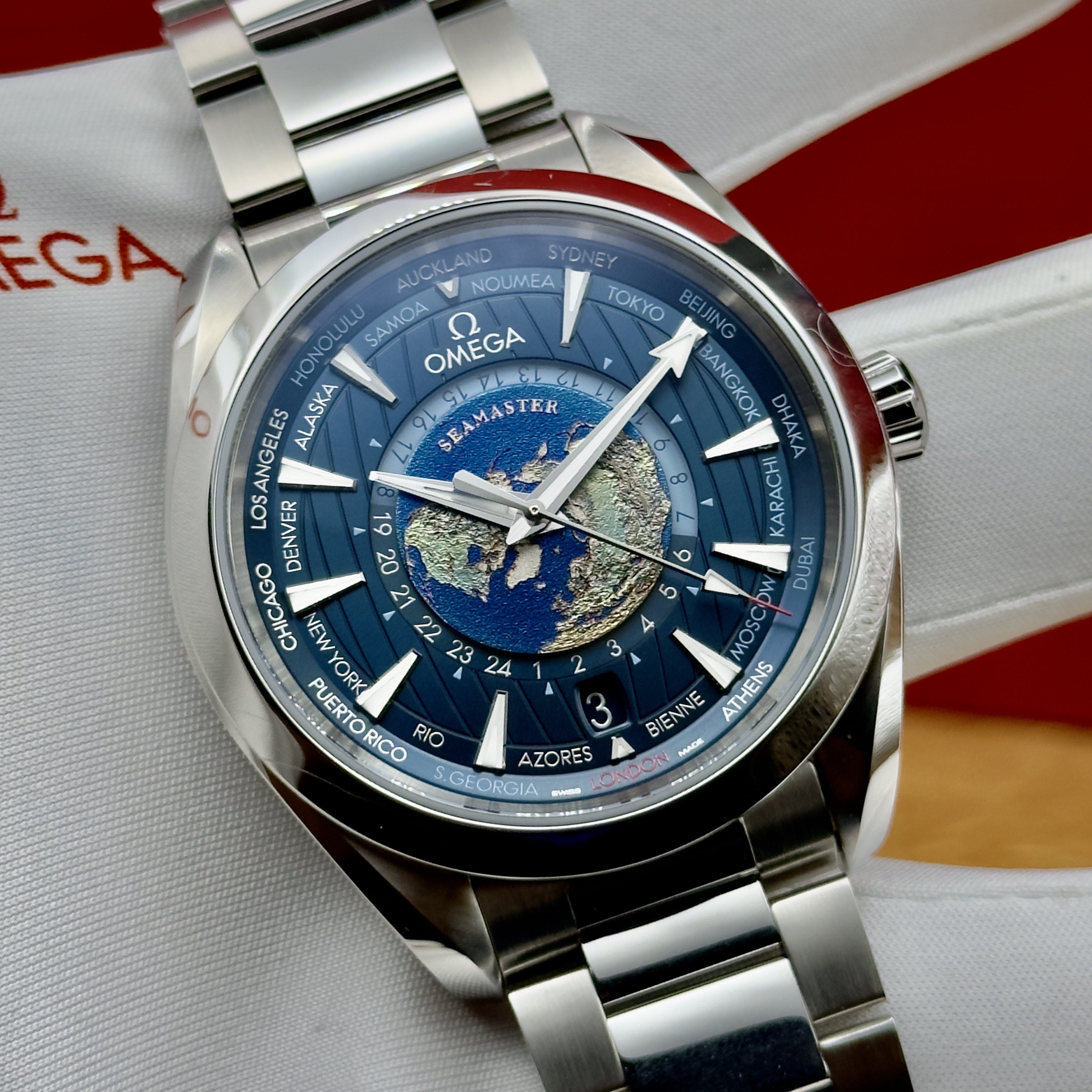 Omega Seamaster Aqua Terra Worldtimer Blue Dial
