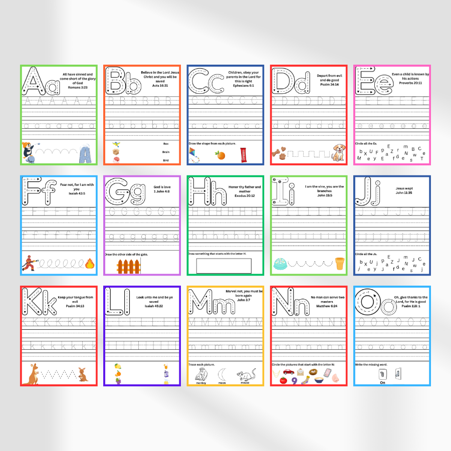 A-Z Bible Handwriting Practice Worksheets