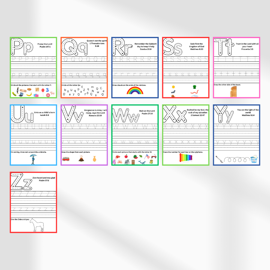 A-Z Bible Handwriting Practice Worksheets