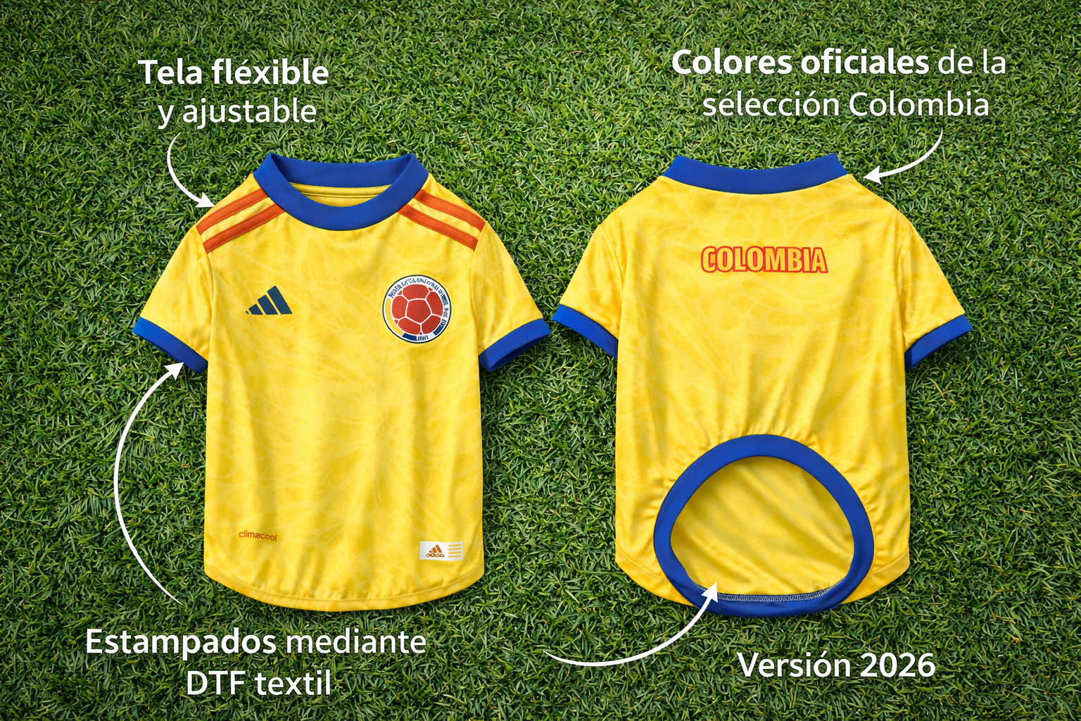 Camisa de la selección Colombia para mascotas.