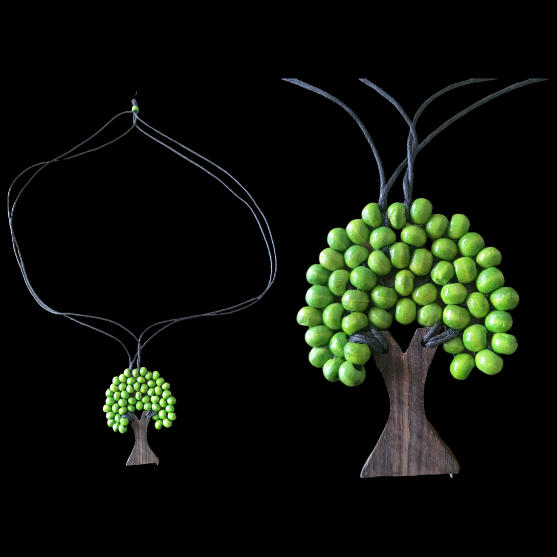 Necklace with Wooden Tree Pendant 