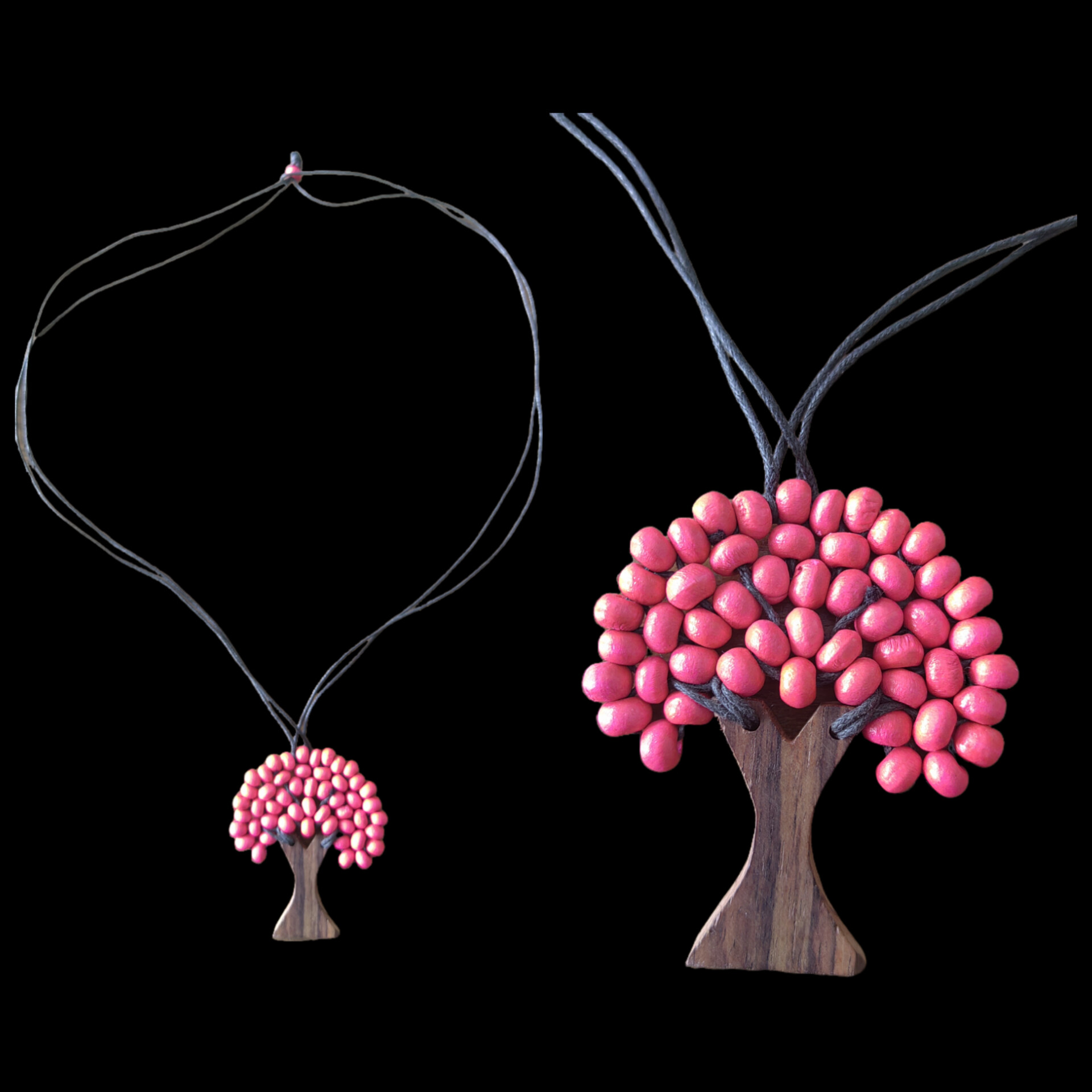 Necklace with Wooden Tree Pendant 