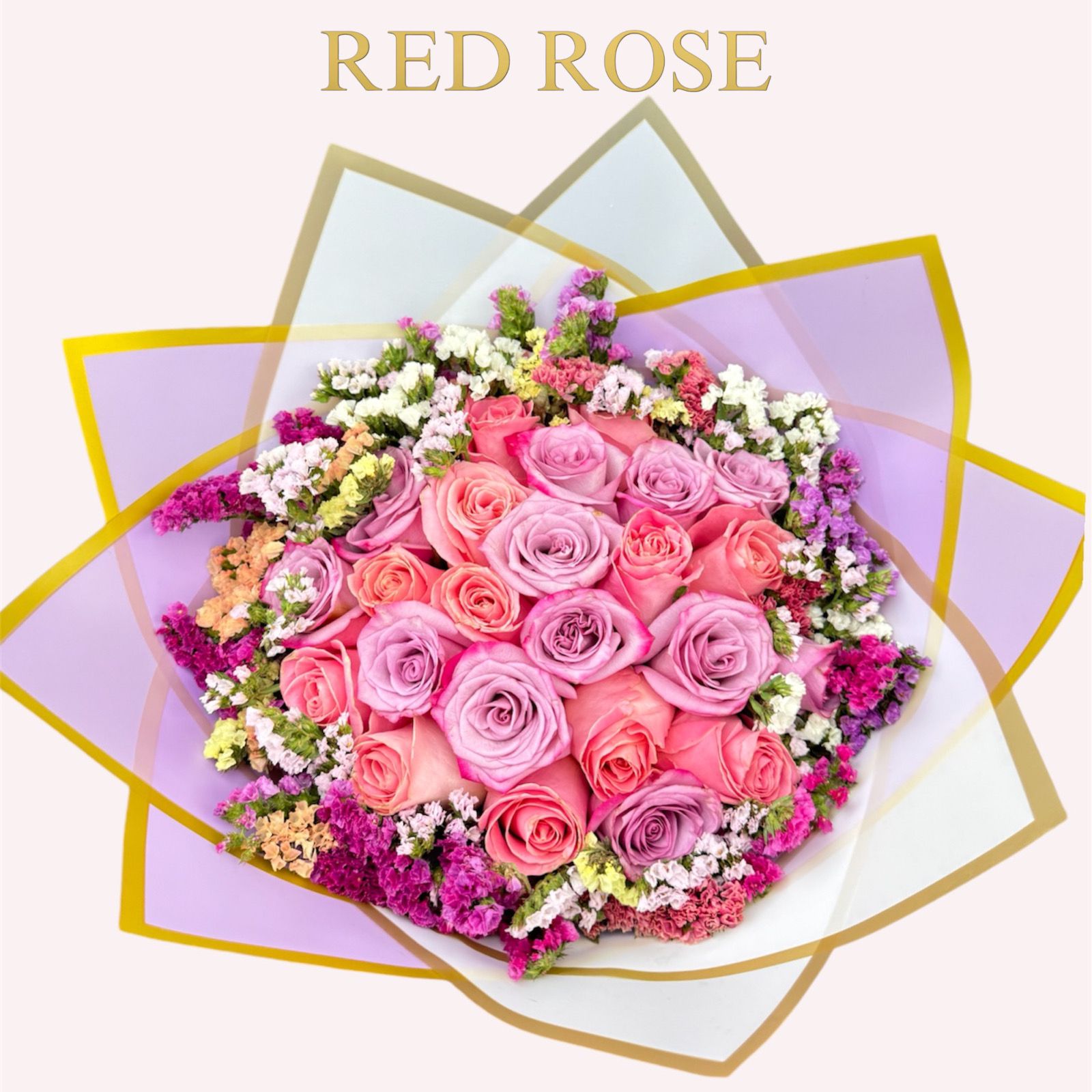 Ramo de 24 rosas y Leticia alrededor