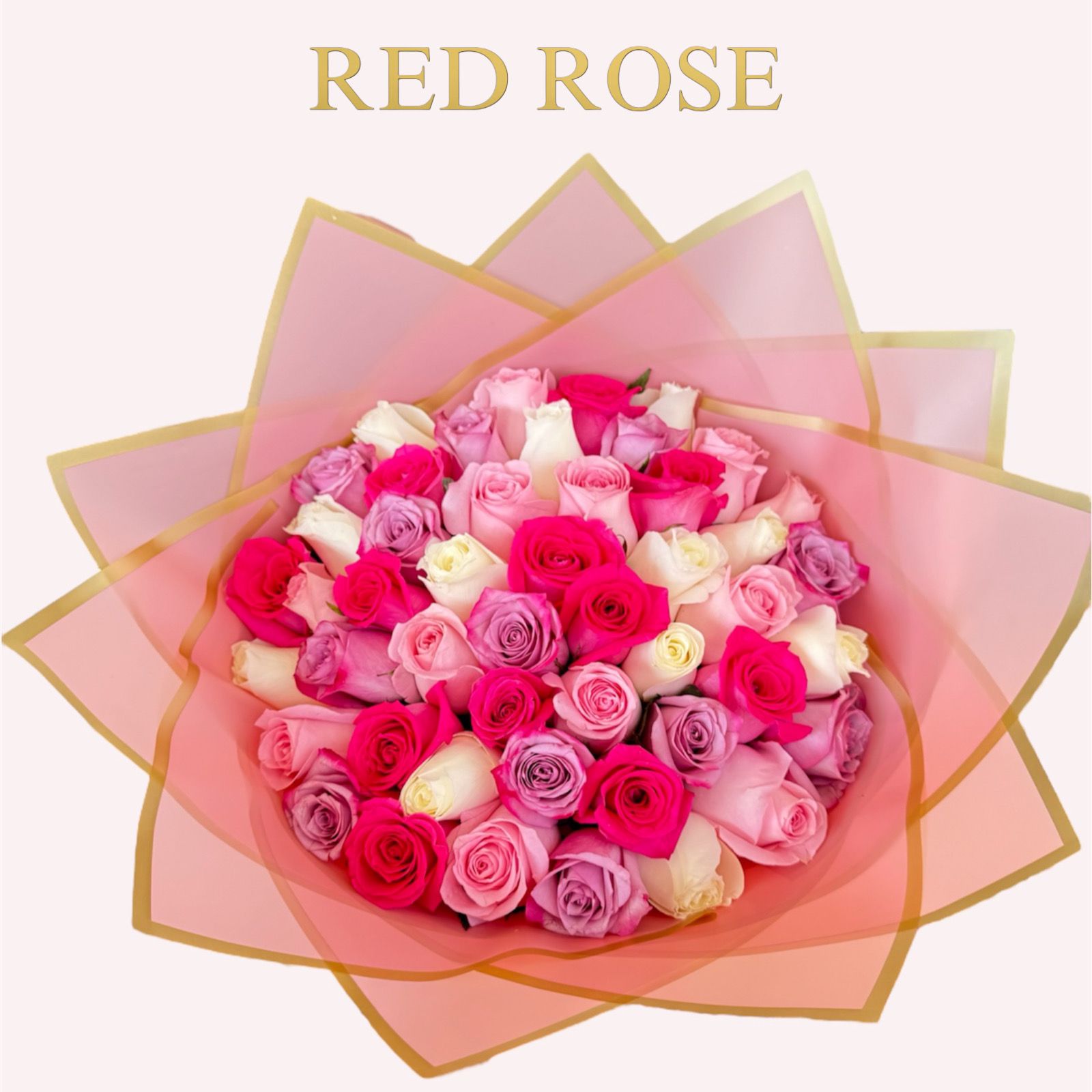 ramo de 50 rosas mixtas en 4 distintos colores