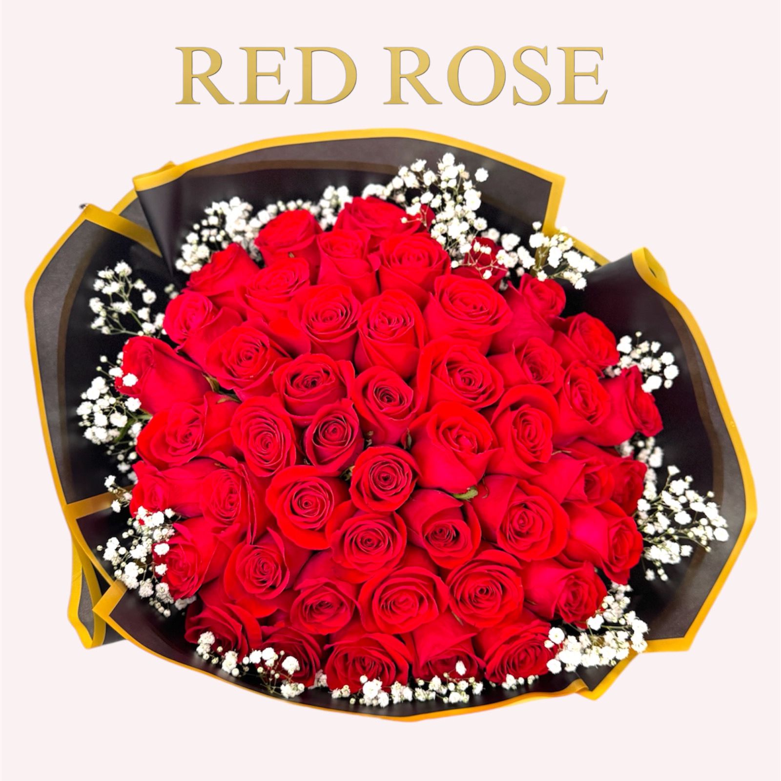Buquet de 50 rosas rojas con nube alrededor