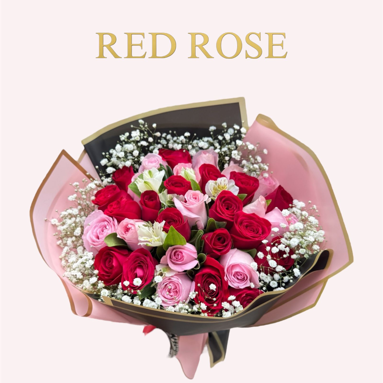 Buquet de 36 rosas mixtas en rosa y rojo