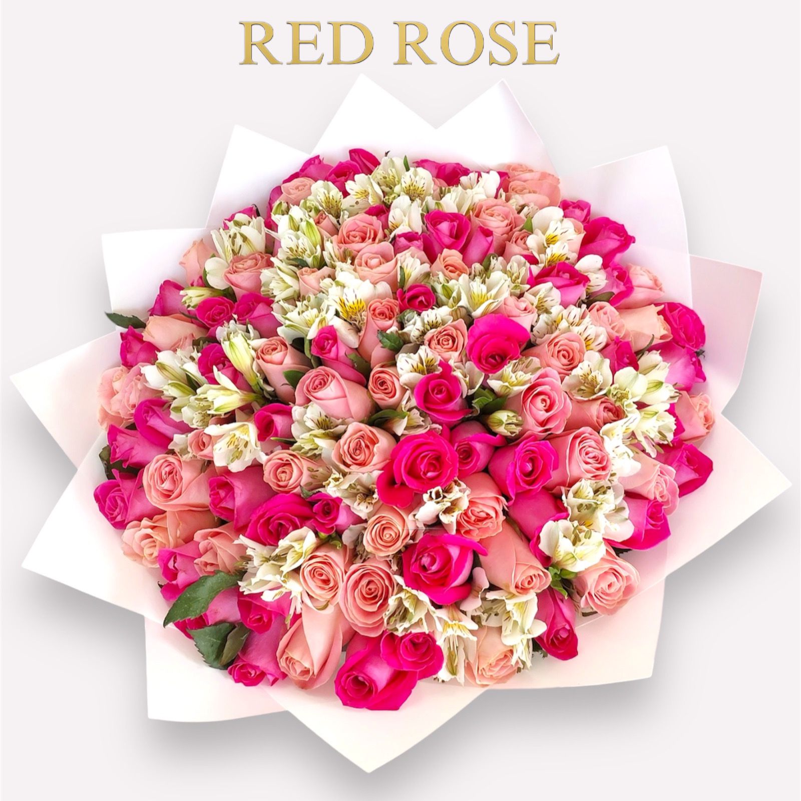 Super Ramo de 100 rosas combinadas en fucsia y rosita